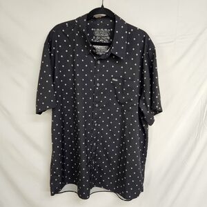 Dixxon Shirt Mens 2X Black White Button Up The Insignia Party Hawaiian